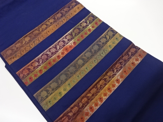 横段に花唐草模様織出し名古屋帯